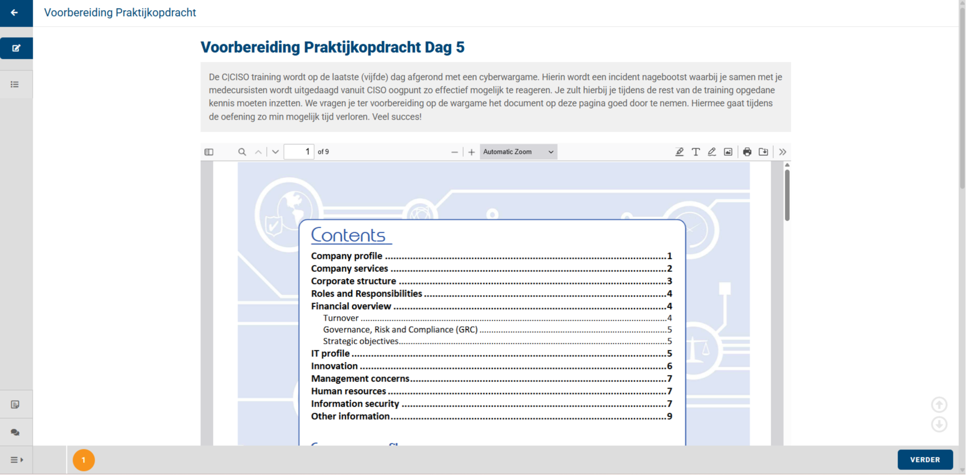 Fase 1 - Voorbereiding op de training